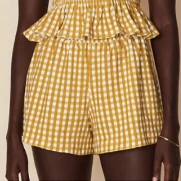 Faithfull the Brand Reggie Yellow Gingham Terry Shorts